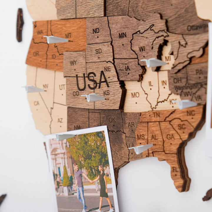 3D Wooden World Map, Multicolor