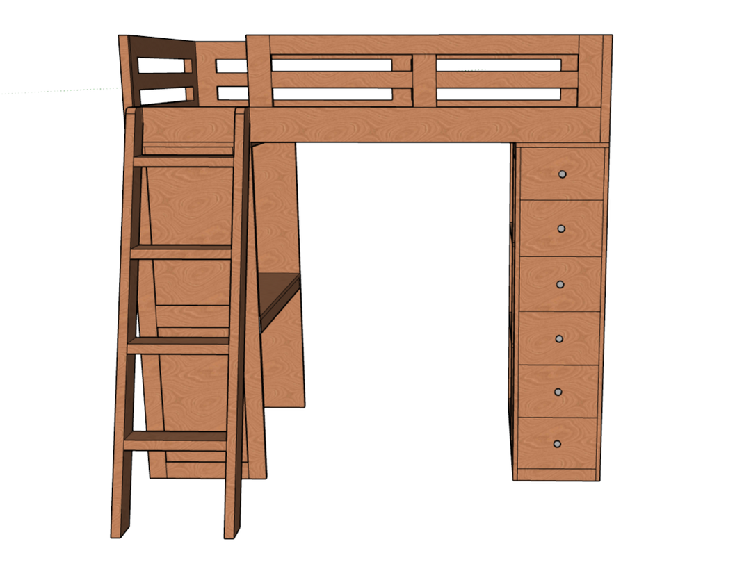 Reno Loft Bed with Desk & Storage
