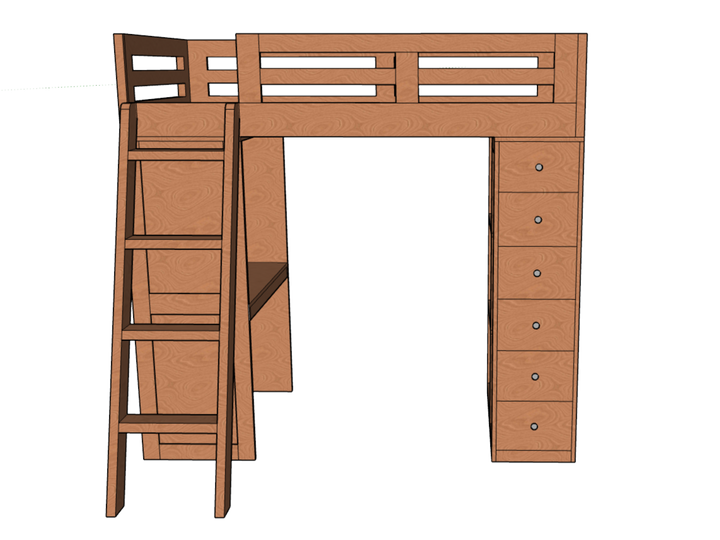 Reno Loft Bed with Desk & Storage