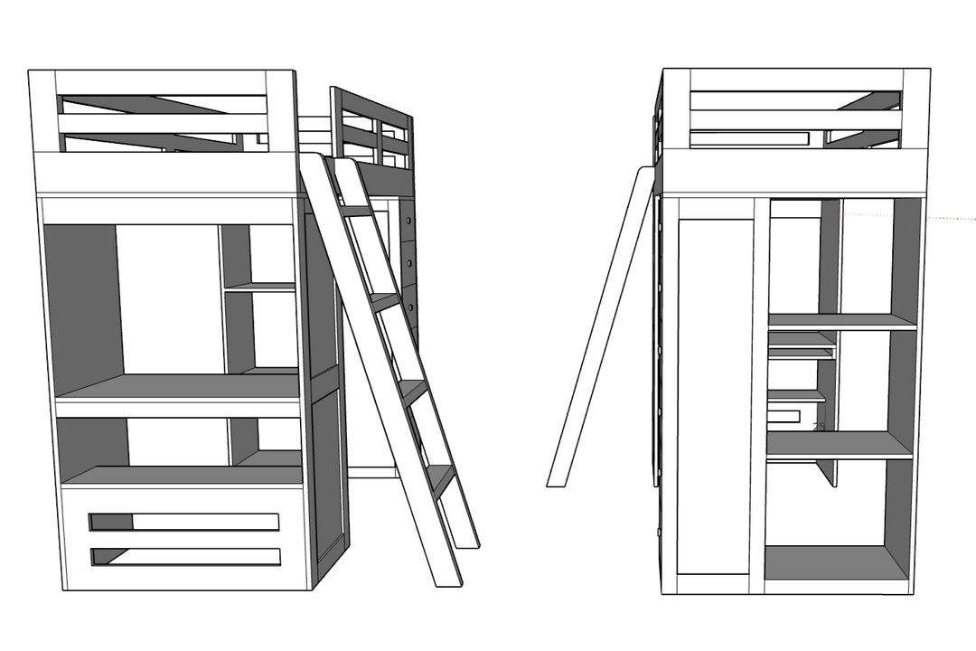 Reno Loft Bed with Desk & Storage