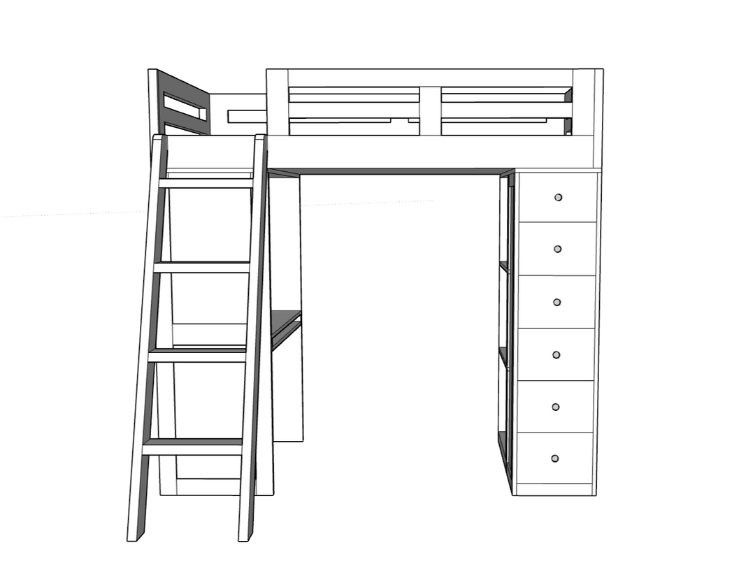 Reno Loft Bed with Desk & Storage
