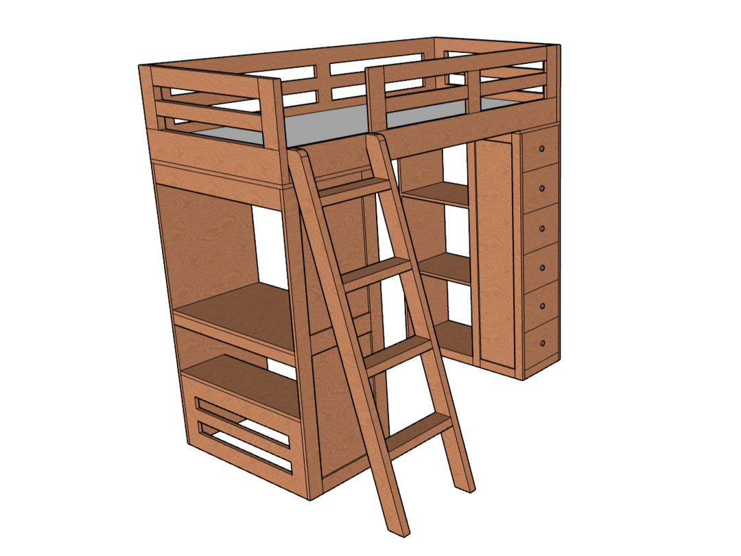 Reno Loft Bed with Desk & Storage