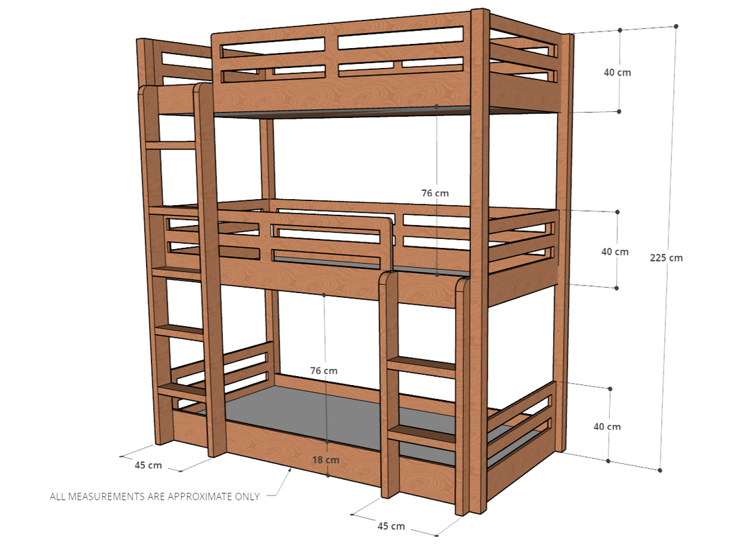 TRIPLE BUNK BED WHITE CUSTOM MADE IN DUBAI UAE