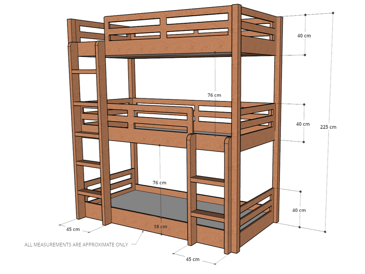 TRIPLE BUNK BED WHITE CUSTOM MADE IN DUBAI UAE