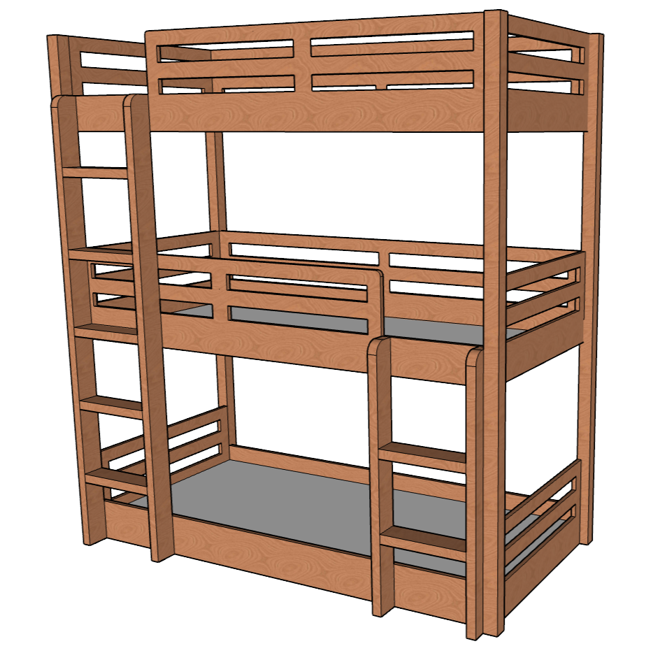 TRIPLE BUNK BED WHITE CUSTOM MADE IN DUBAI UAE