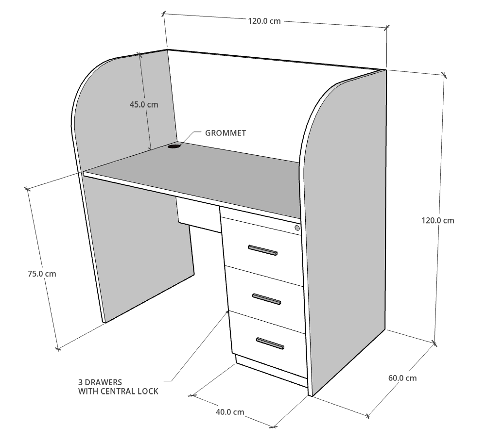 Priva Desk with Partition for Office & Study, Custom Made