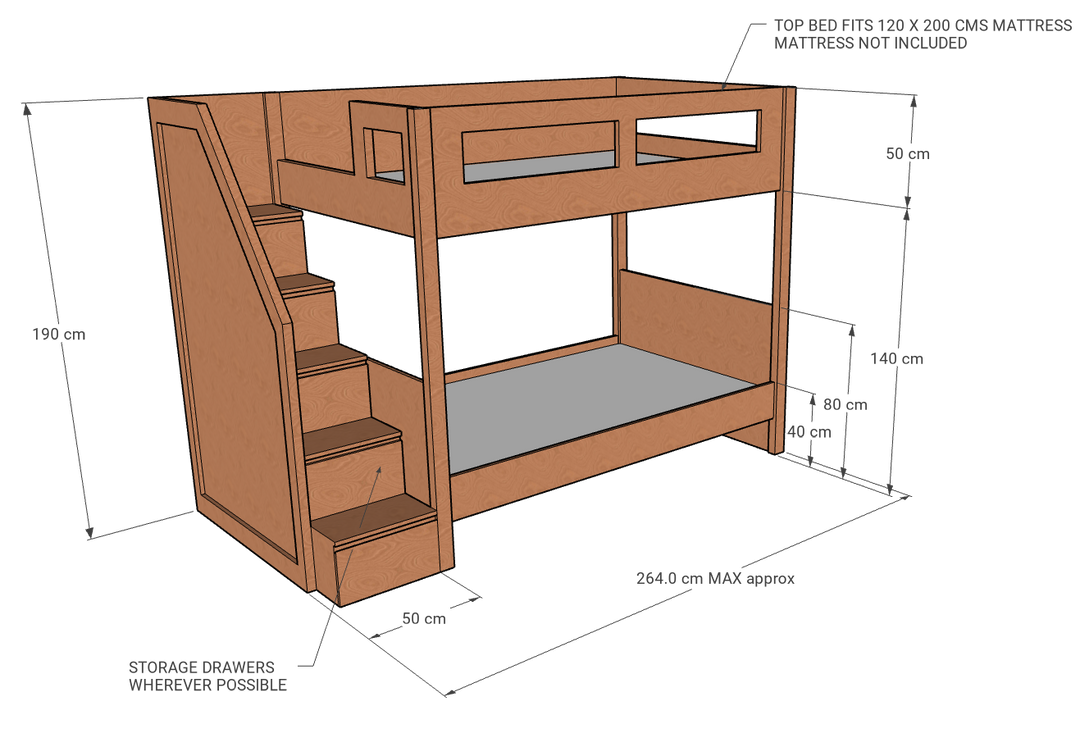 Elega Bunk Bed, 120 x 200 cms