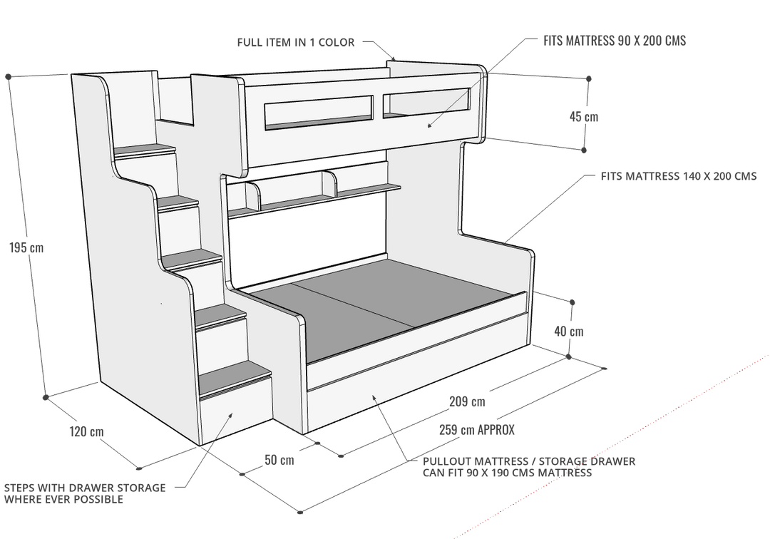 Future Bunk Bed with pullout drawer & Staircase