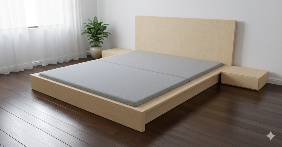 OKINAWA Low Bed with 2 side tables