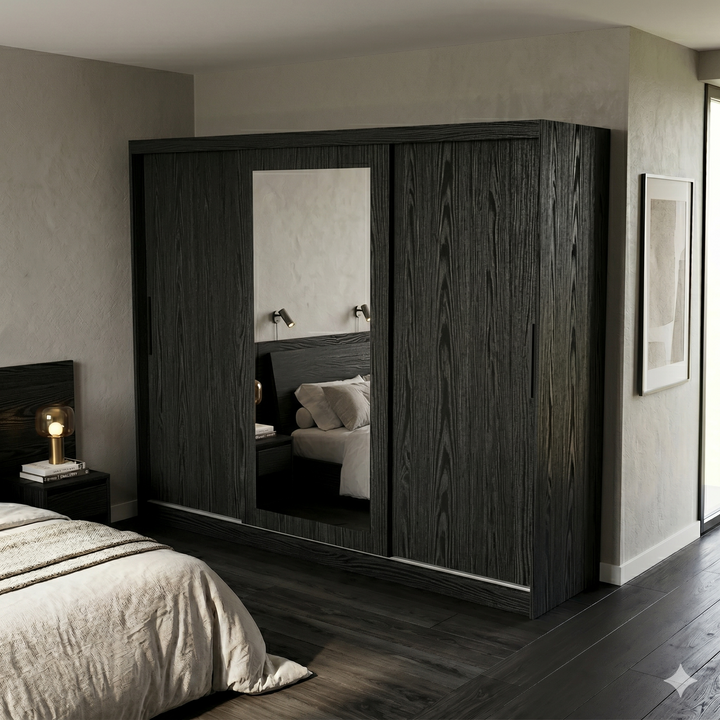 3 Door Sliding Door Wardrobe, 240 x 60 x 200 H cms, Custom Made