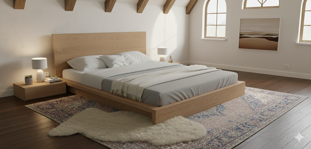 OKINAWA Low Bed with 2 side tables