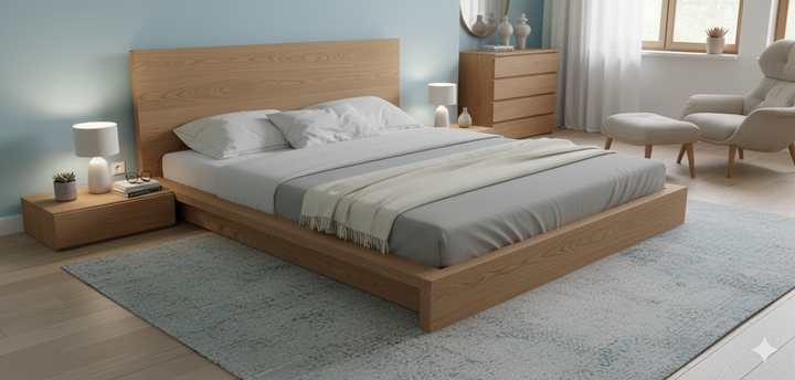 OKINAWA Low Bed with 2 side tables