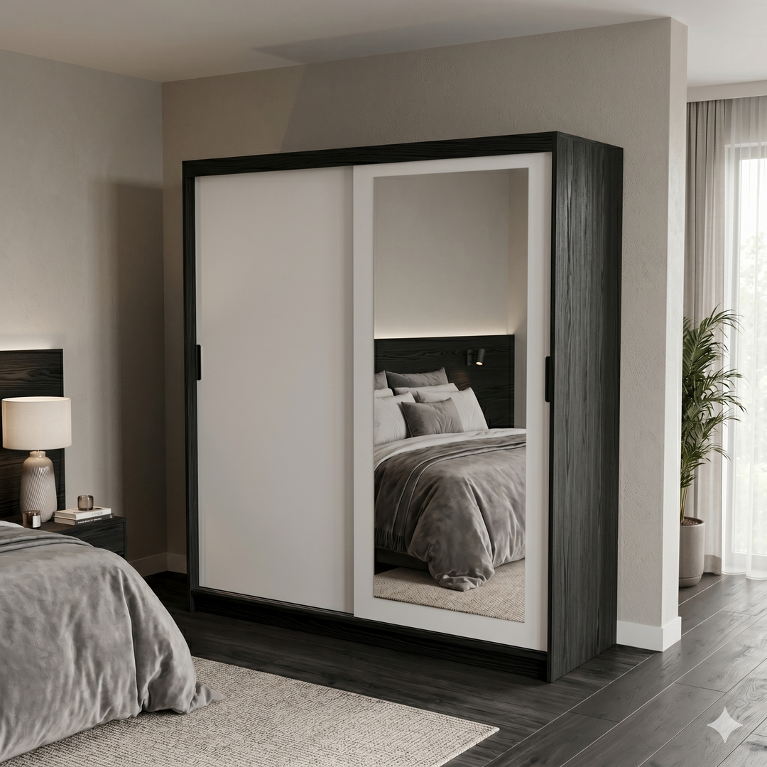 2 Door Sliding Door Wardrobe, 180 x 60 x 200 H cms, Custom Made