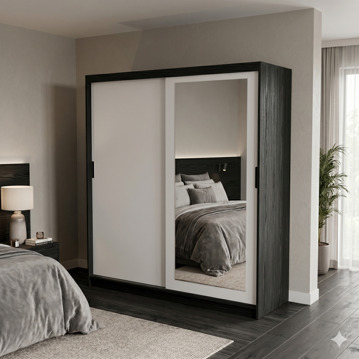 2 Door Sliding Door Wardrobe, 180 x 60 x 200 H cms, Custom Made