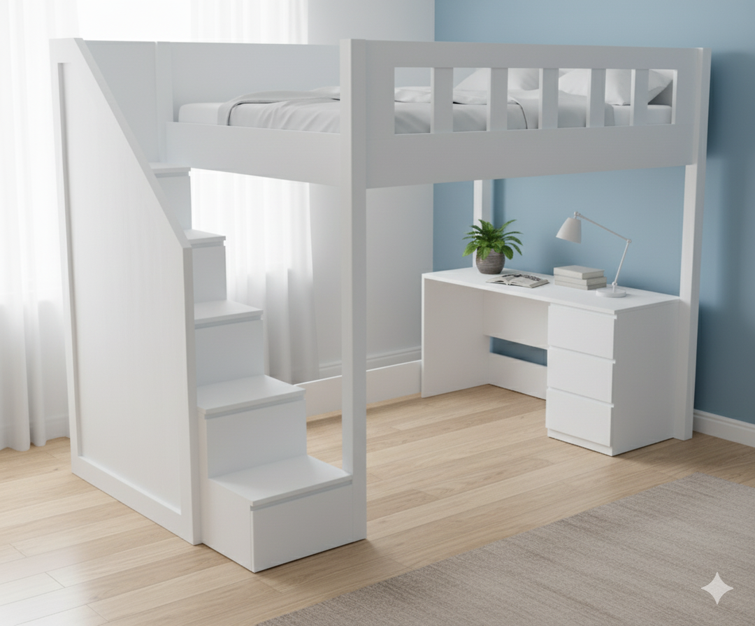 Allan Loft Bed with Study Desk, 140 x 200 cms