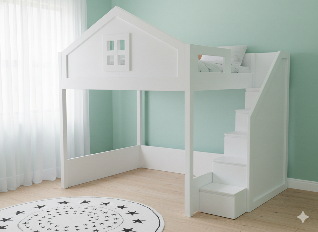 Elega Home Loft Bed, fits Queen 150 x 200 cms Mattress