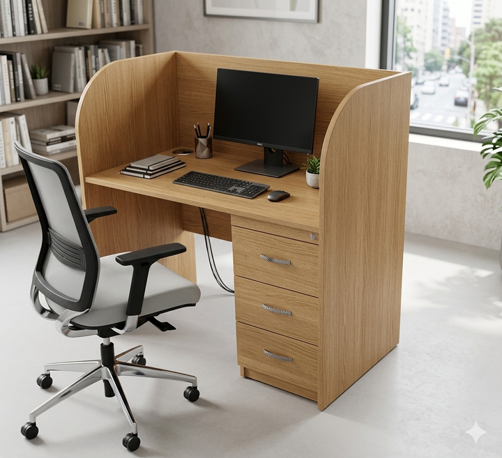 Priva Desk with Partition for Office & Study, Custom Made