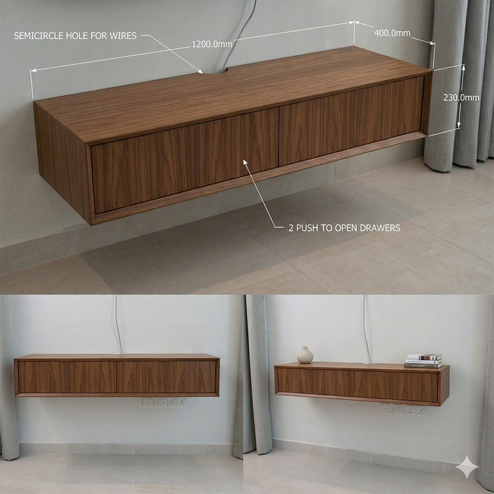 Klaus Wall Mounted TV Unit, 120 cms