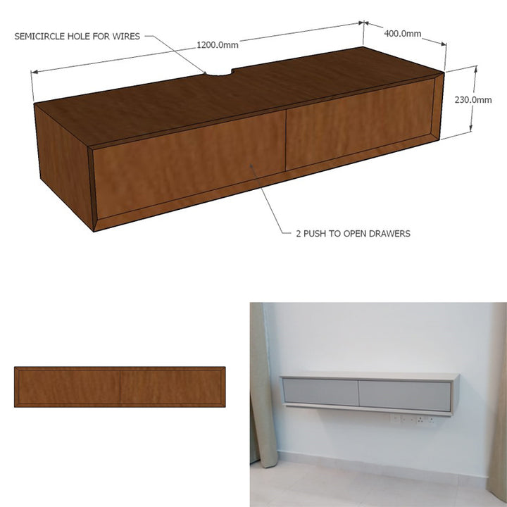 Klaus Wall Mounted TV Unit, 120 cms