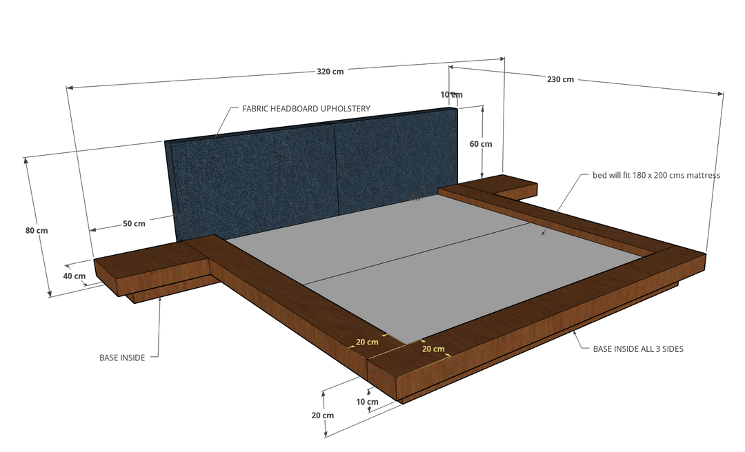 Nagoya Japanese Bed with 2 side tables