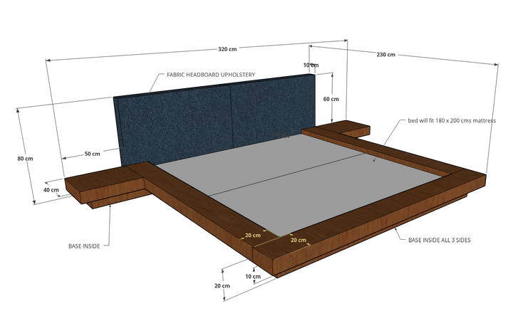 Nagoya Japanese Bed with 2 side tables