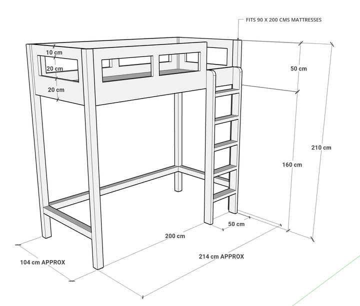 Elly Loft Bed, Custom Made