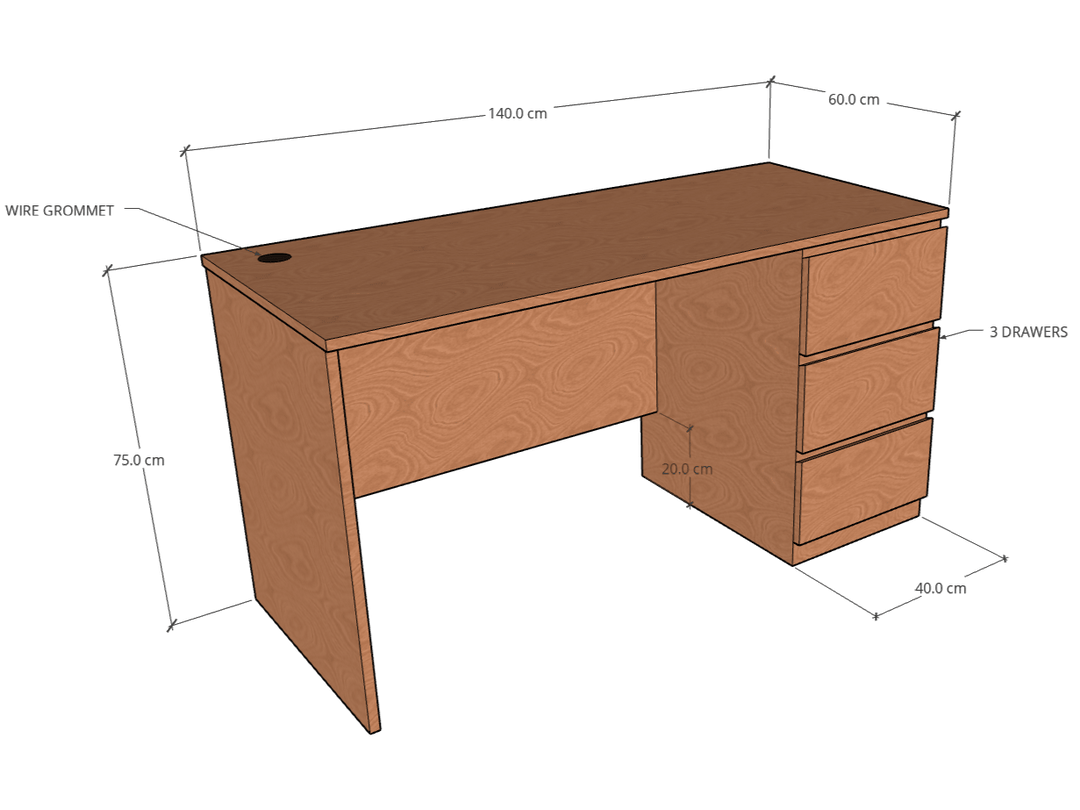 STUD Desk with 3 drawers - Classic Furniture Dubai UAE