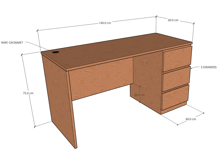 STUD Desk with 3 drawers - Classic Furniture Dubai UAE
