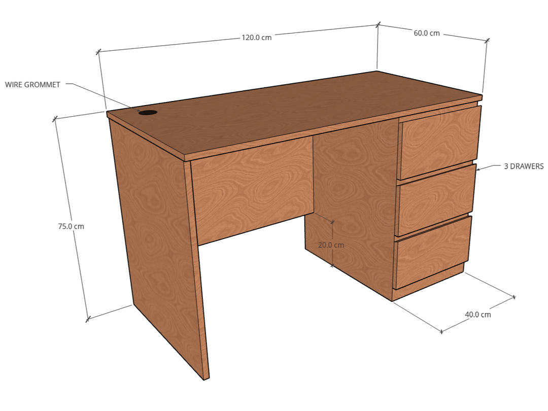 STUD Desk with 3 drawers - Classic Furniture Dubai UAE