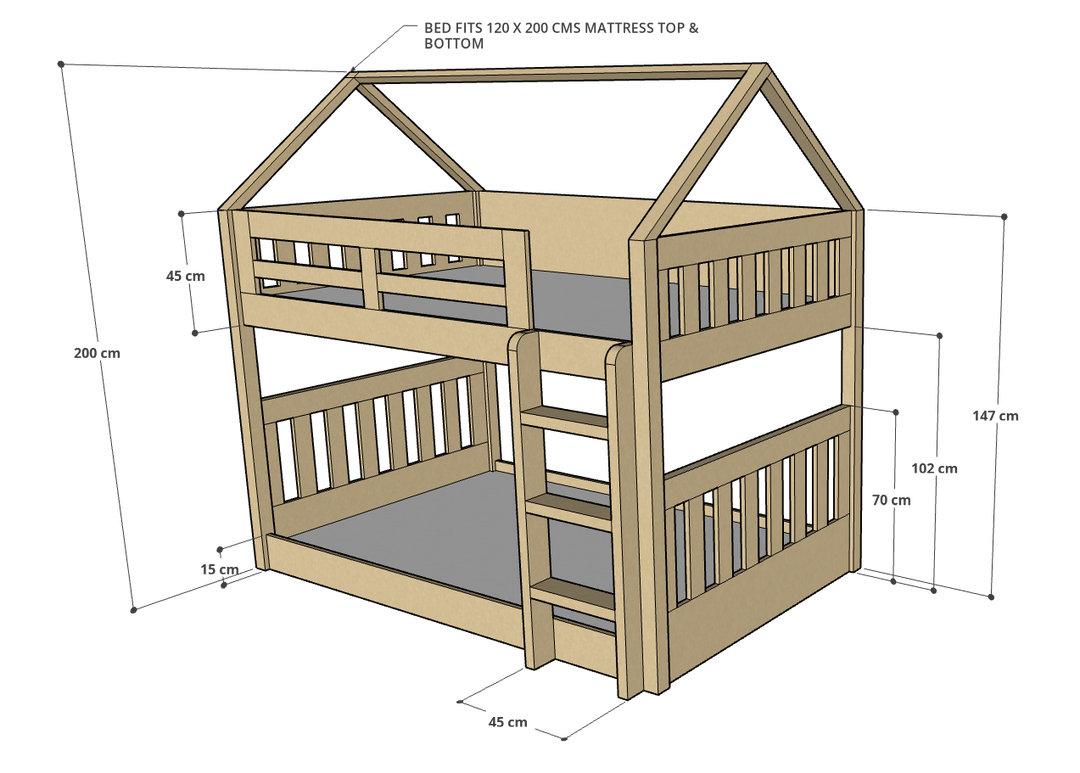 McHouse Bunk Bed, 120 x 200 cms