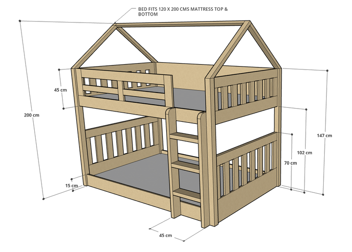 McHouse Bunk Bed, 120 x 200 cms