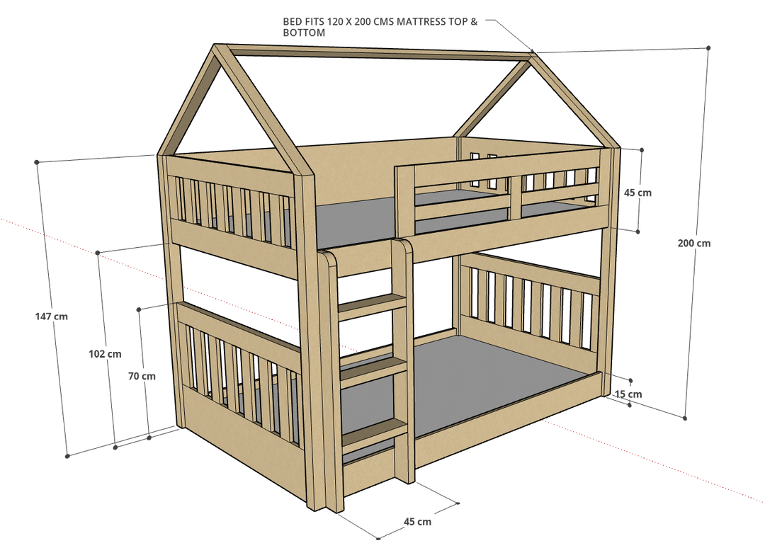 McHouse Bunk Bed, 120 x 200 cms