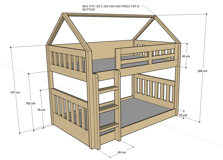 McHouse Bunk Bed, 120 x 200 cms