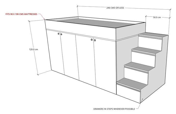 MAGA Storage Loft Bed, Custom Made