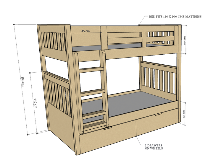 Max Bunk Bed, 90/120/150