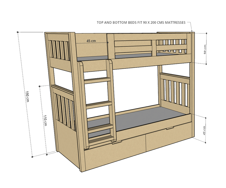 Max Bunk Bed, 90/120/150