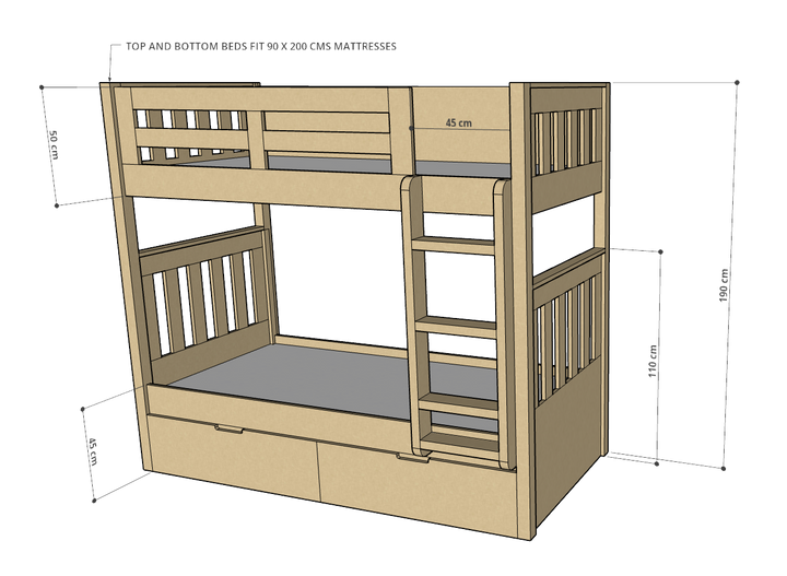 Max Bunk Bed, 90/120/150