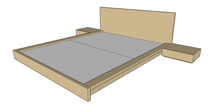 OKINAWA Low Bed with 2 side tables
