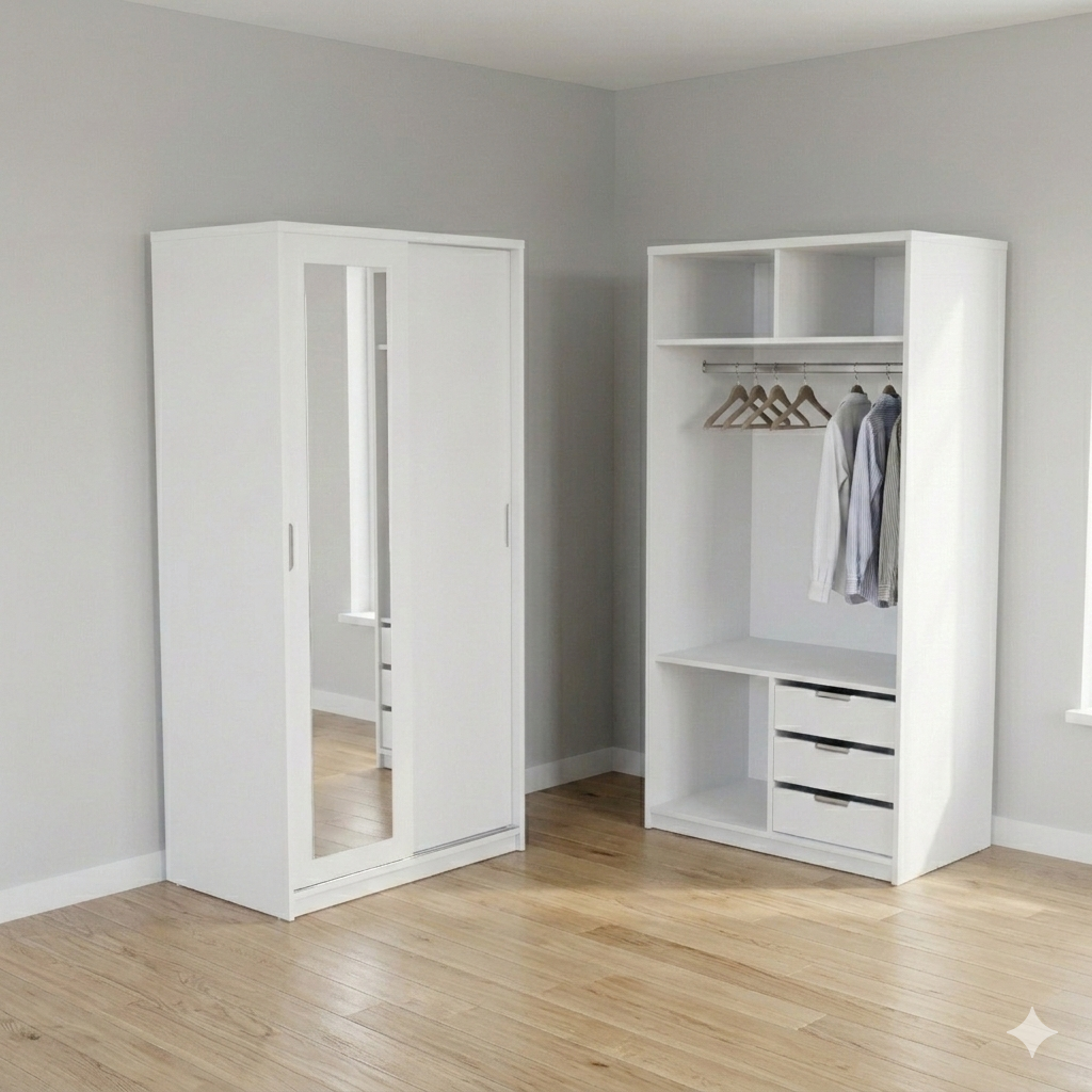 2 Door Sliding Door Wardrobe, 100 x 60 x 200 H cms, Custom Made