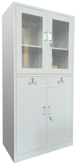 Steel Cupboard with Glass & Steel Doors