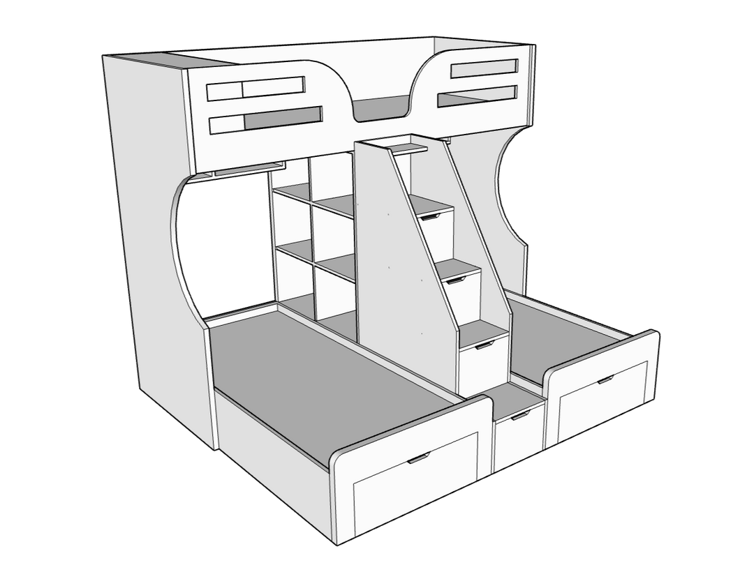 Ultra Bunk Bed with 3 Beds, Custom Made