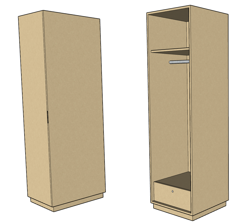 CF 1 Door Wardrobe, Custom Made