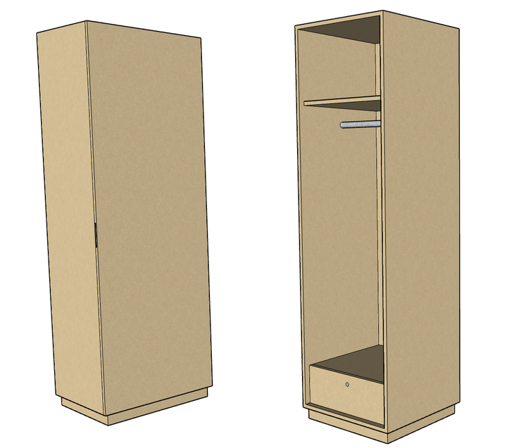 CF 1 Door Wardrobe, Custom Made