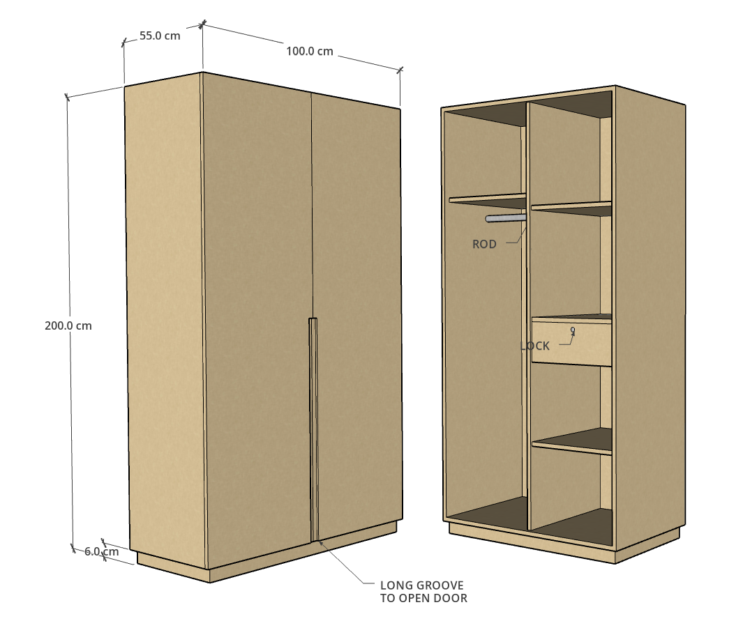 CF 2 Door Wardrobe, Custom Made