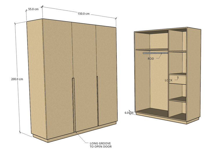 CF 3 Door Wardrobe, Custom Made