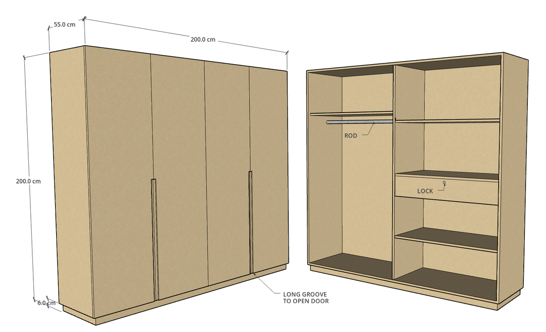 CF 4 Door Wardrobe, Custom Made