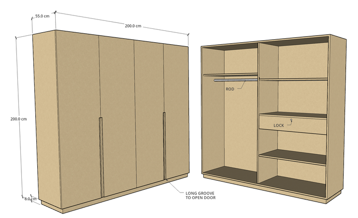 CF 4 Door Wardrobe, Custom Made