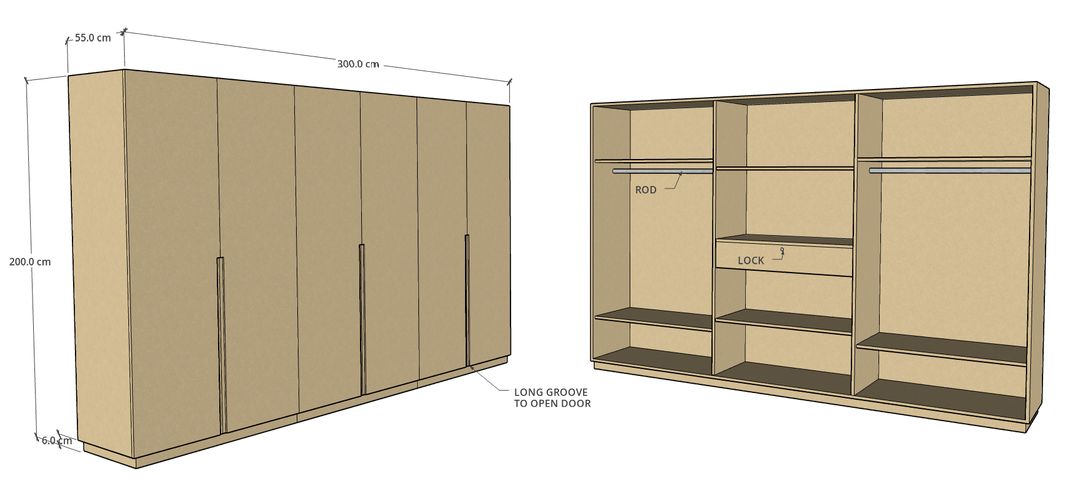 CF 6 Door Wardrobe, Custom Made