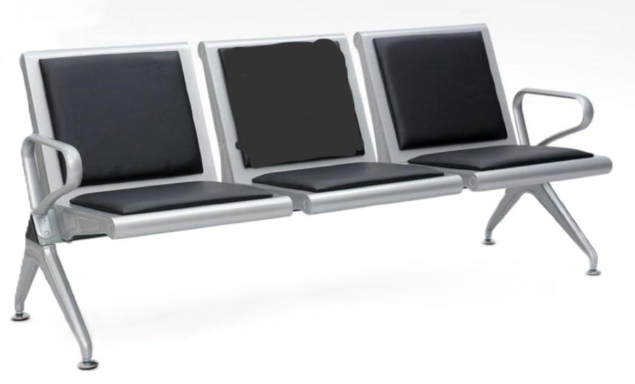 3 Seater Steel Joint Chair with PVC upholstery, Heavy Duty