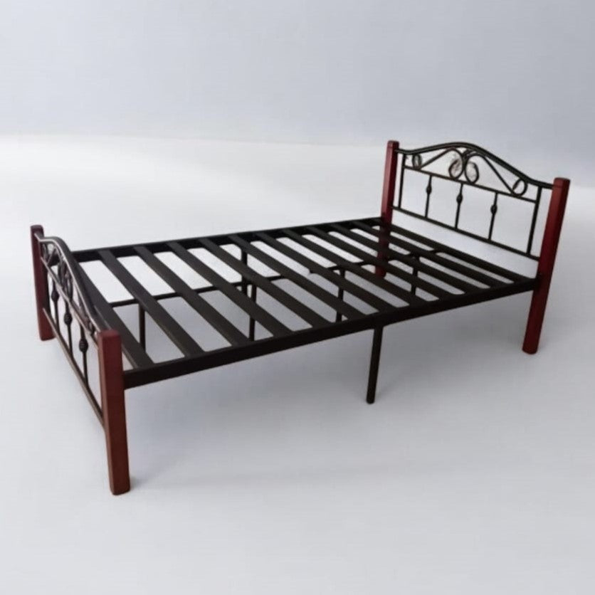 Wood & Steel Single Bed